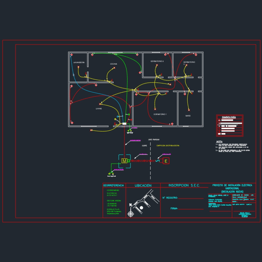 Plano de Instalación Eléctrica Domiciliaria (.DWG)