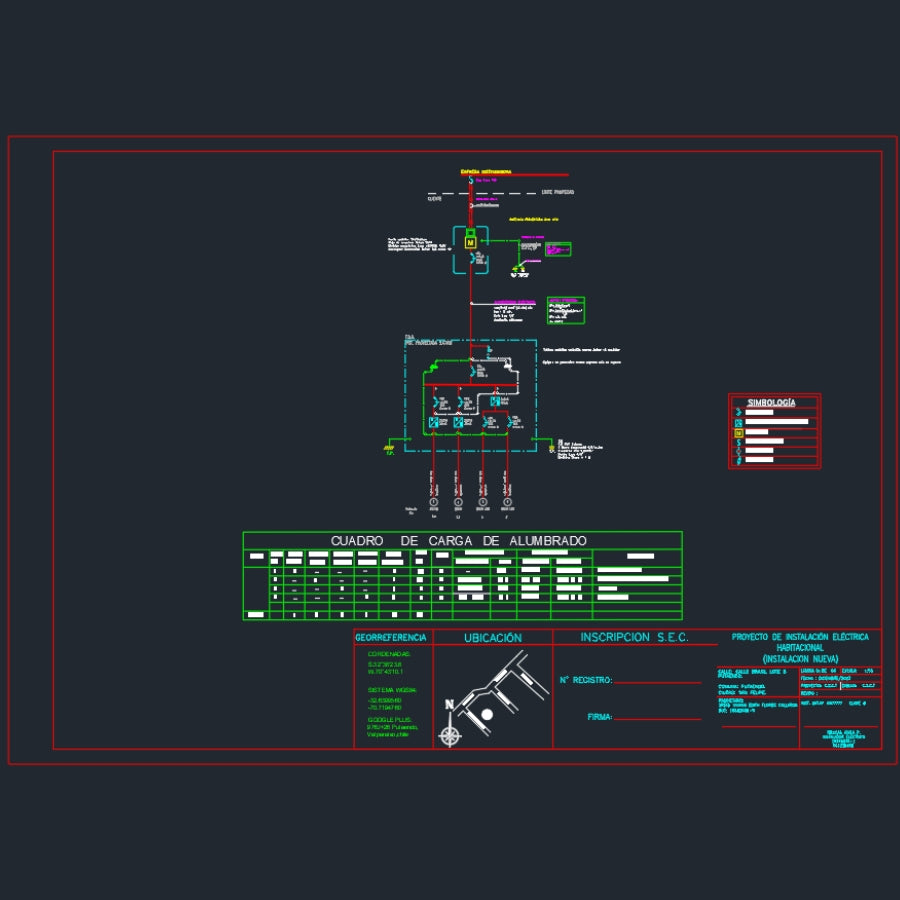 Plano de Instalación Eléctrica Domiciliaria (.DWG)