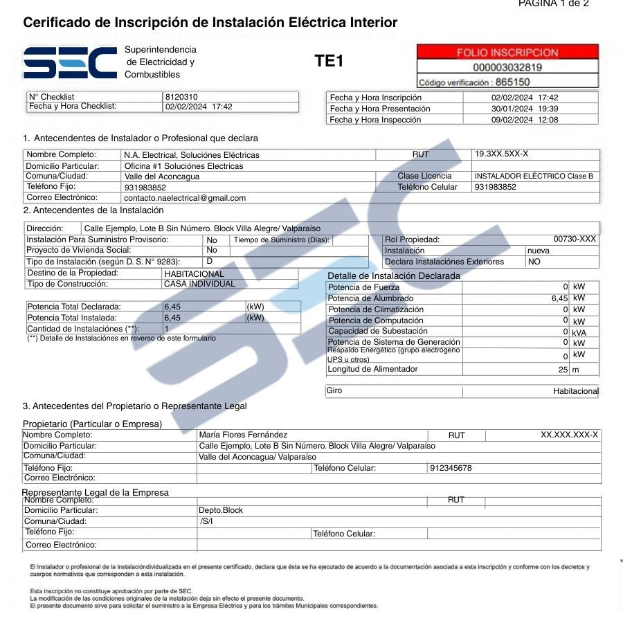 Solicitud de aumento de potencia eléctrica hasta 10kW