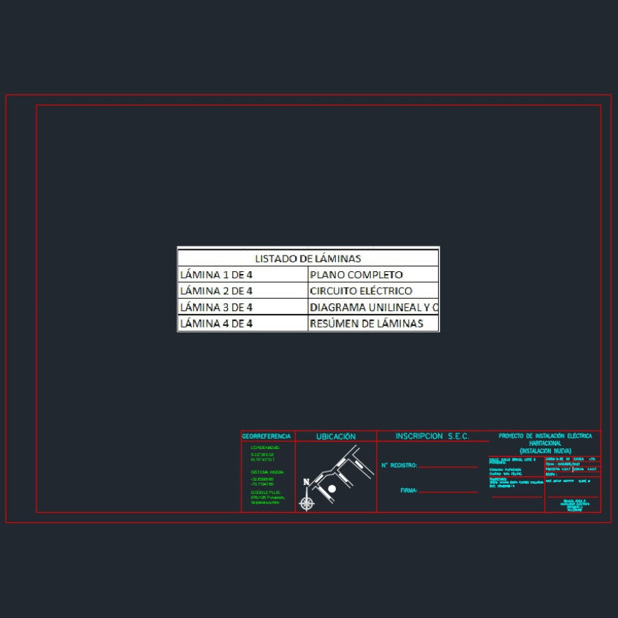 Plano de Instalación Eléctrica Domiciliaria (.DWG)